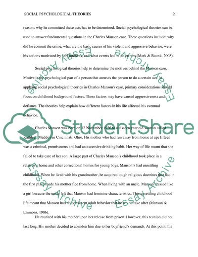 Social Psychological Theories: Charles Manson Case