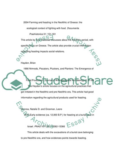 Define the term feasting and discuss its role in Neolithic society