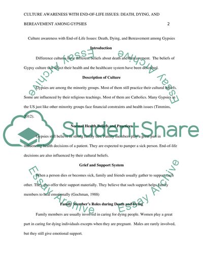 Culture Awareness With End-of-Life Issues: Death, Dying, and Bereavement