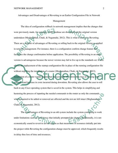 Reverting to Earlier Configuration File in Network Management