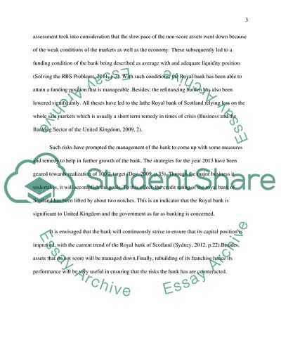 Risk Assessment Analysis of the Royal Bank of Scotland