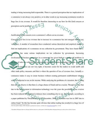 Justification of the Concern over E-Commerces Effects on Tax Revenue