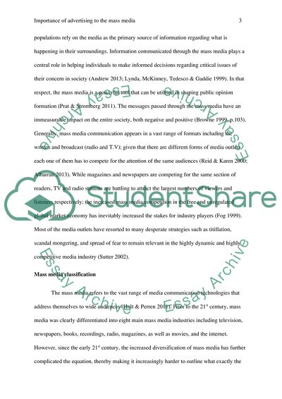 Importance of Advertising to the Mass Media