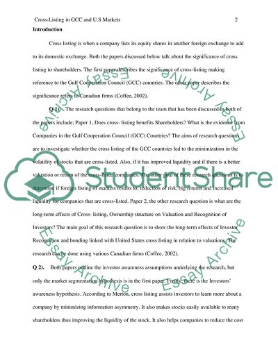 Cross Listing in GCC & US Market