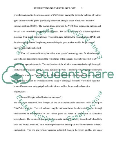 Understanding of the Cell Biology