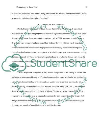 Competency to Stand Trial in the United States