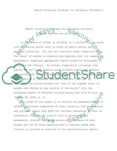 Health Promotion Strategy for Asthmatic Children