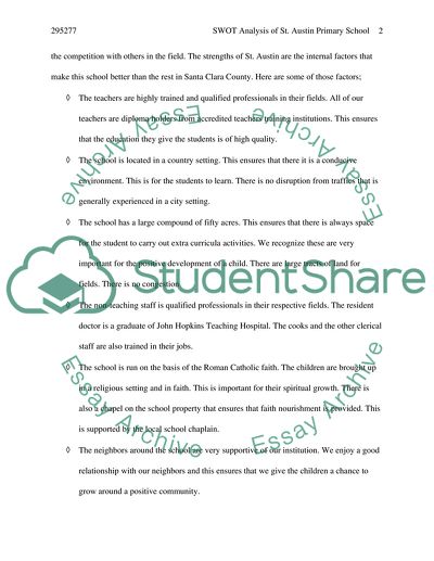 SWOT Analysis of St. Austin Primary School