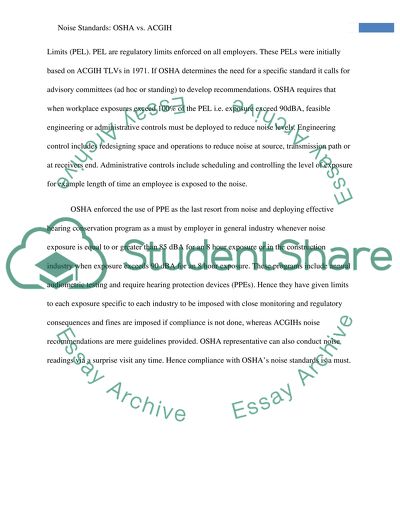 Occupational Safety and Health Administration Noise Standarts