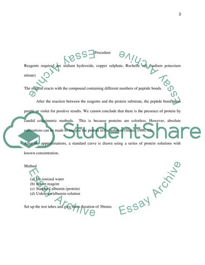 Determination of Protein Using Biuret Reagent