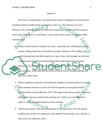 Read the Chapter and answer a few questions regarding Family and Religion