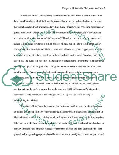 Safeguarding Children and Childrens Welfare