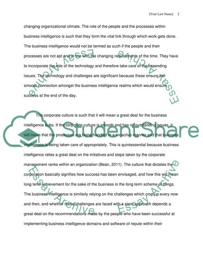 Business Intelligence Table of contacts