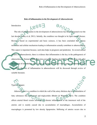 Role of Inflammation in the Development of Atherosclerosis