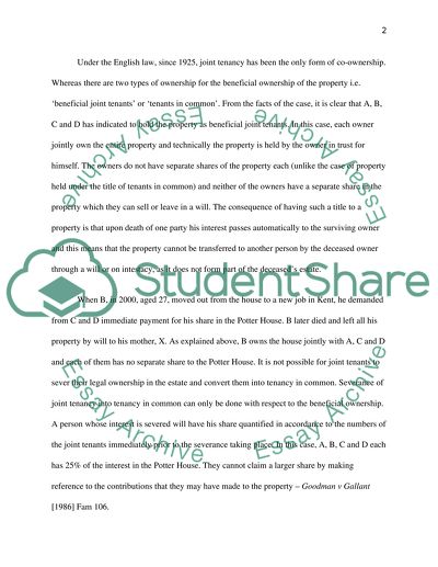 Potter House: Legal Ownership and Equitable Interest