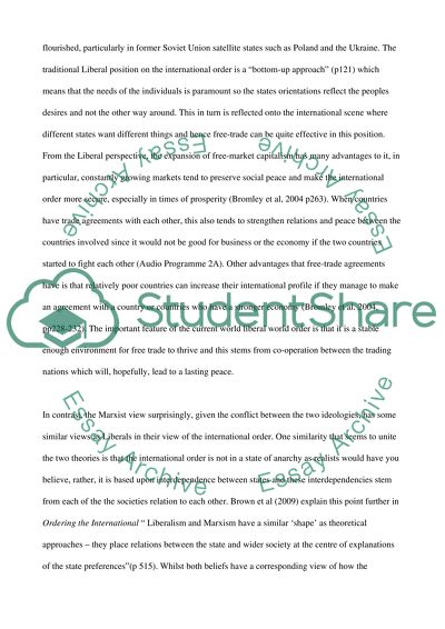 Liberal and Marxist Approaches to Understanding the Post Cold War Order