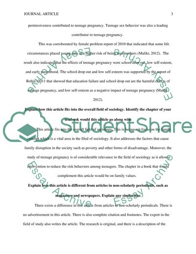 : Exploration of a Journal Article in Sociology