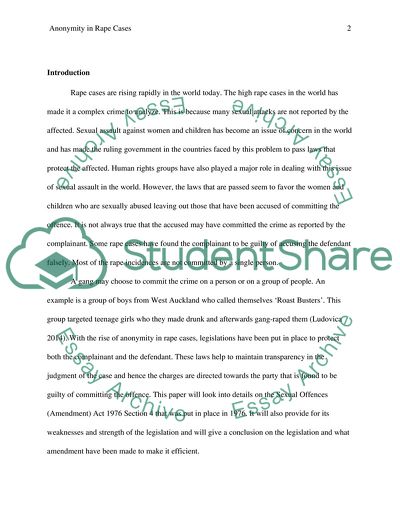 Anonymity in Rape Cases