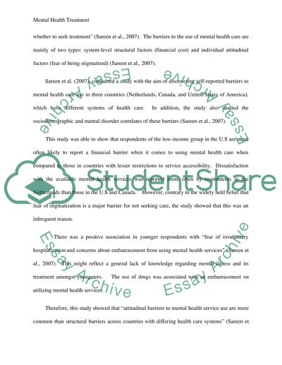 Mental Health Treatment Essay Example | Topics and Well Written Essays ...