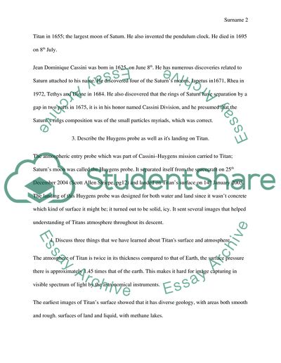 Saturn Titan Mission Questions
