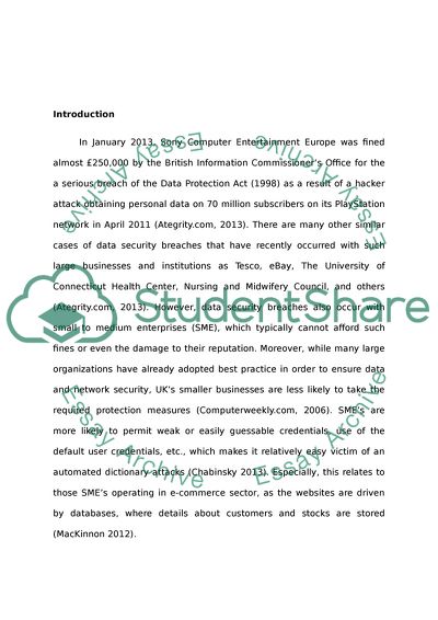 Data Security Breaches in Small and Medium Enterpises