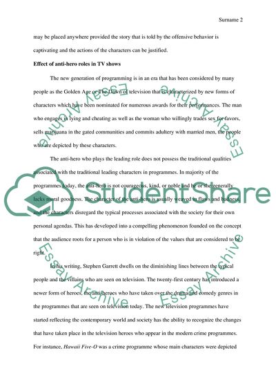 The Character of the Antihero on the TV