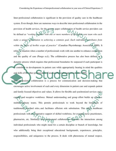Inter-professional Collaboration