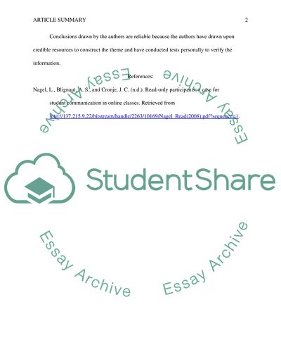 Student communication in online classes