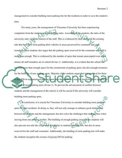 Vincennce university should build more parking lots