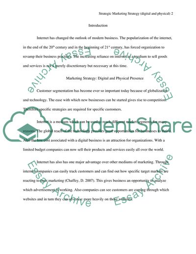 Strategic Marketing Strategy: Digital and Physical