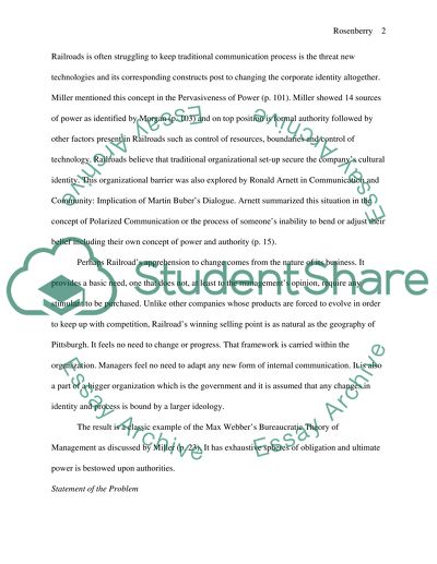 Organizational Analysis Paper on Railroads of Pittsburgh