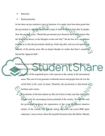 Governments Role in Organizing Big Sporting Events