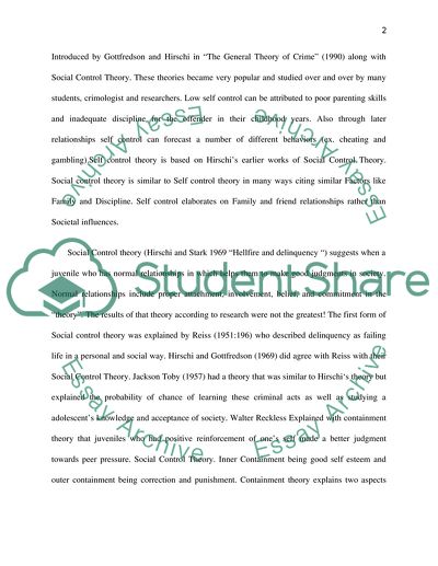 Self Control and Social Control Theory