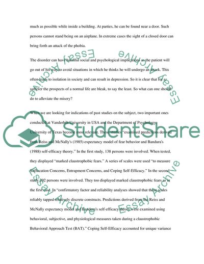 Drug Therapy vs. Behaviour Therapy to Treat Claustrophobia and Anxiety