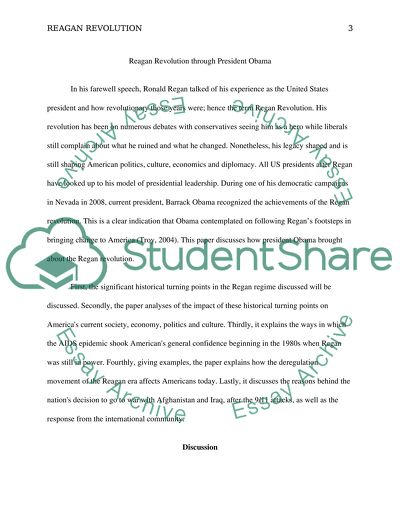 Reagan Revolution through President Obama