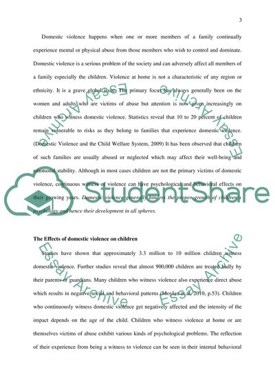 Effects of Domestic violence on children