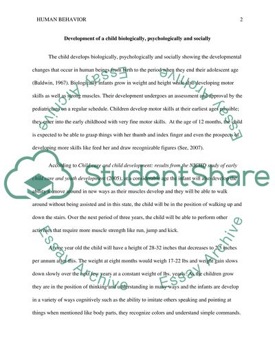 Development of a Child Biologically, Psychologically and Socially