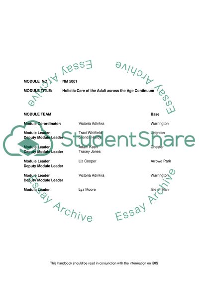 Holistic Care of the Adult Across the Age Continuum