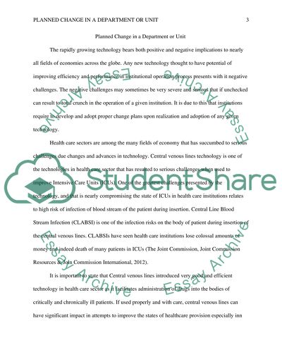 Application: Planned Change in a Department or Unit