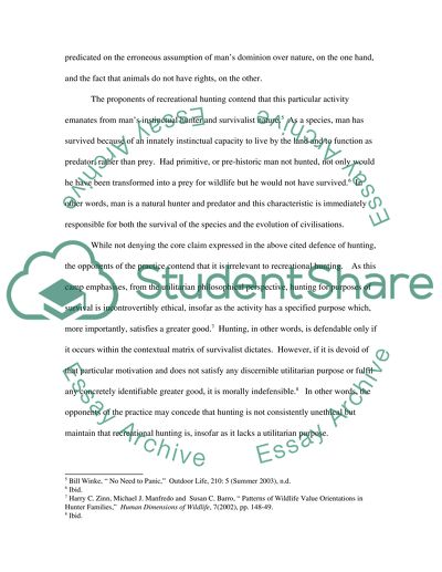 Recreational Hunting: An immoral Violation of Animal Rights