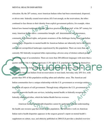 Mental Health Disparities for the American Red Indians and the Pakistani Indians