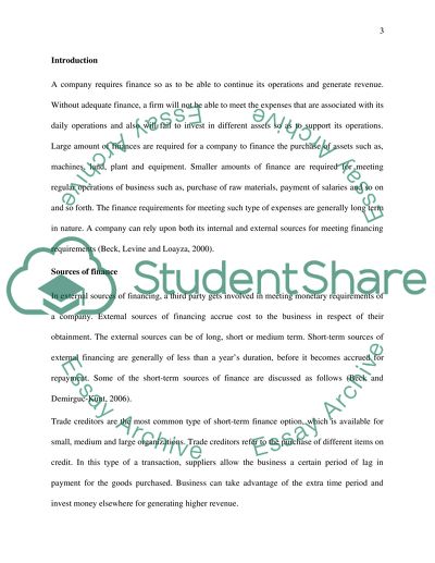 Appropriate Sources of Finance for NIKERT Plc