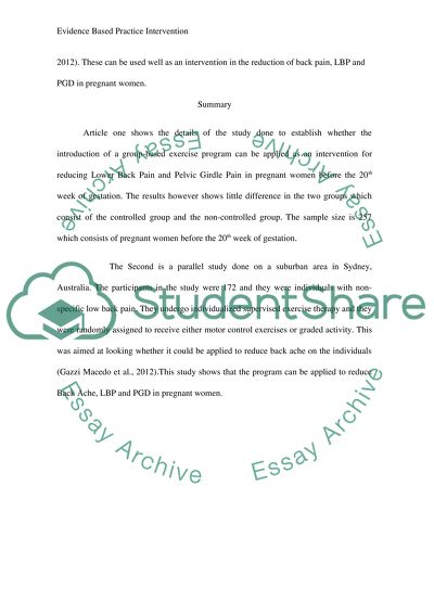 Evidence-Based Practice Intervention