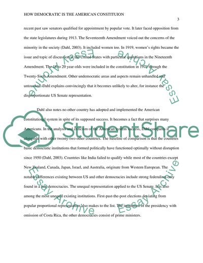 Dahl how democratic is the american constitution