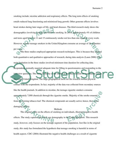 The Effects of Teenager Smoking in the United Kingdom