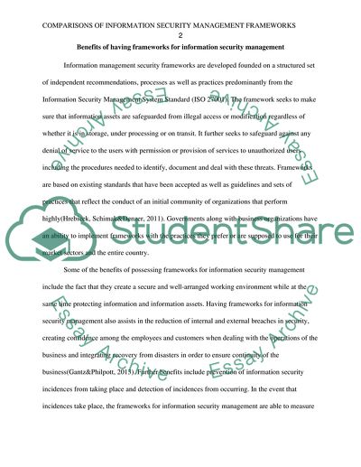 Comparisons of Information Security Management Frameworks