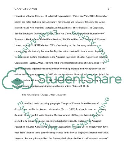 Union Organizing - Change to Win Confederation