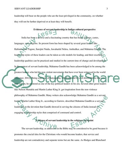 Servant Leadership: the Promotion of a Sense of Community