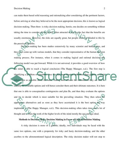 Description of How Humans Make Both Logical and Risky Decisions