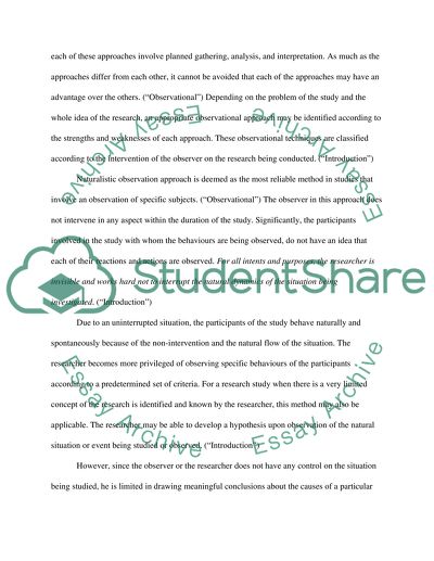 Observational Method in Psychological Research